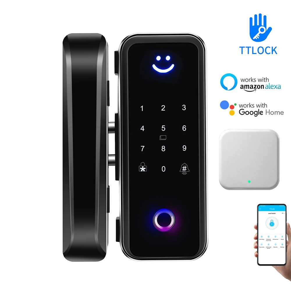 

TTLock APP WiFi Remote Control Smart Keyless Fingerprint Door Lock For Frameless or Frame glass wooden door