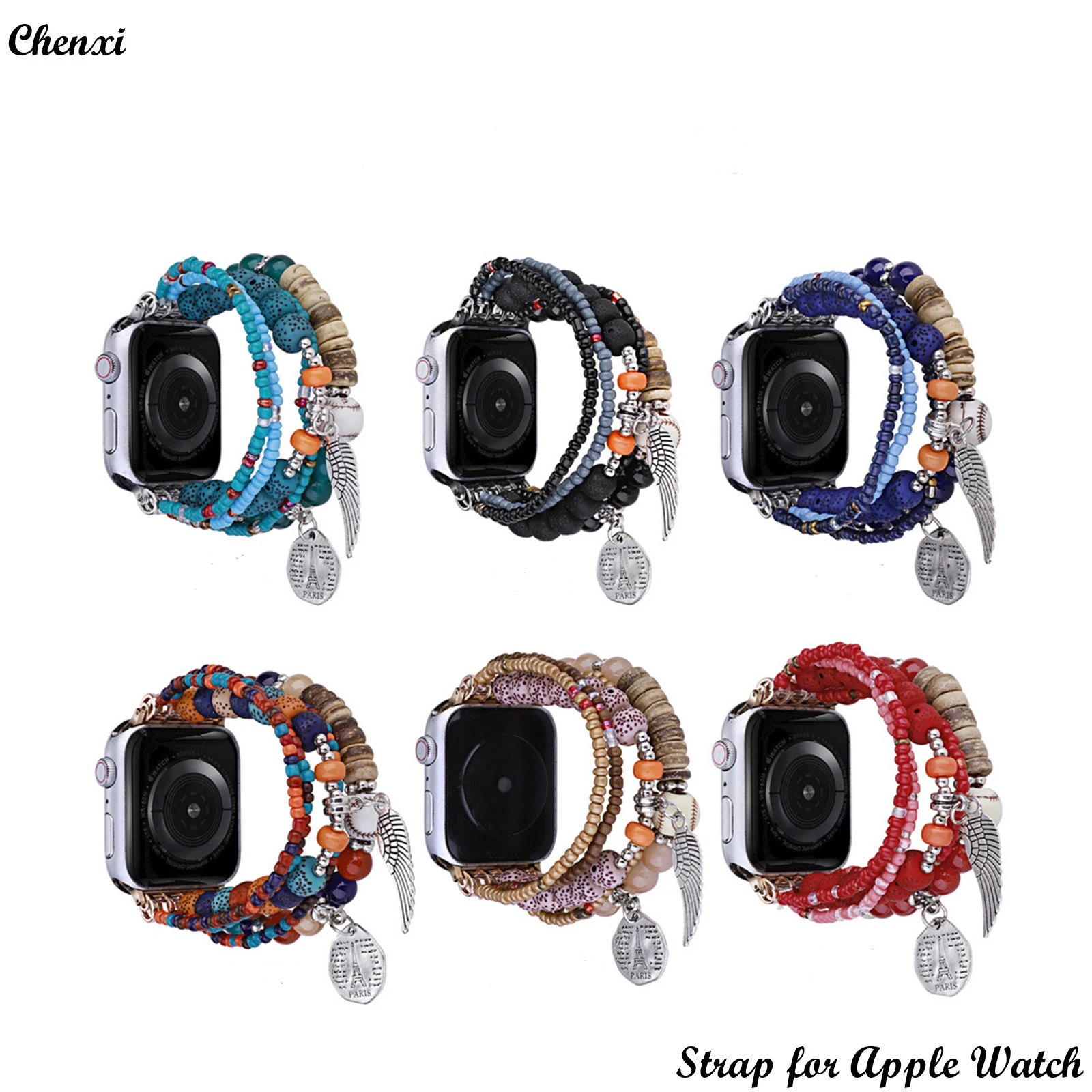 Boho strap for Apple watch band bracelet chain for iwatch87654321SE Ultra 38 40 41 42 44 45mm Wing ornament pearl women wrist