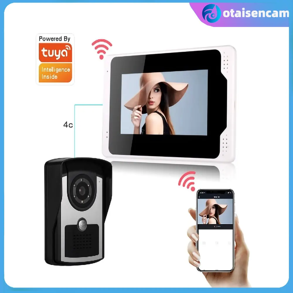 

Tuya APP Wifi Visual Intercom Doorbell Hd 1080p Mobile Detection 7-inch Multipoint Capacitive Touch Screen