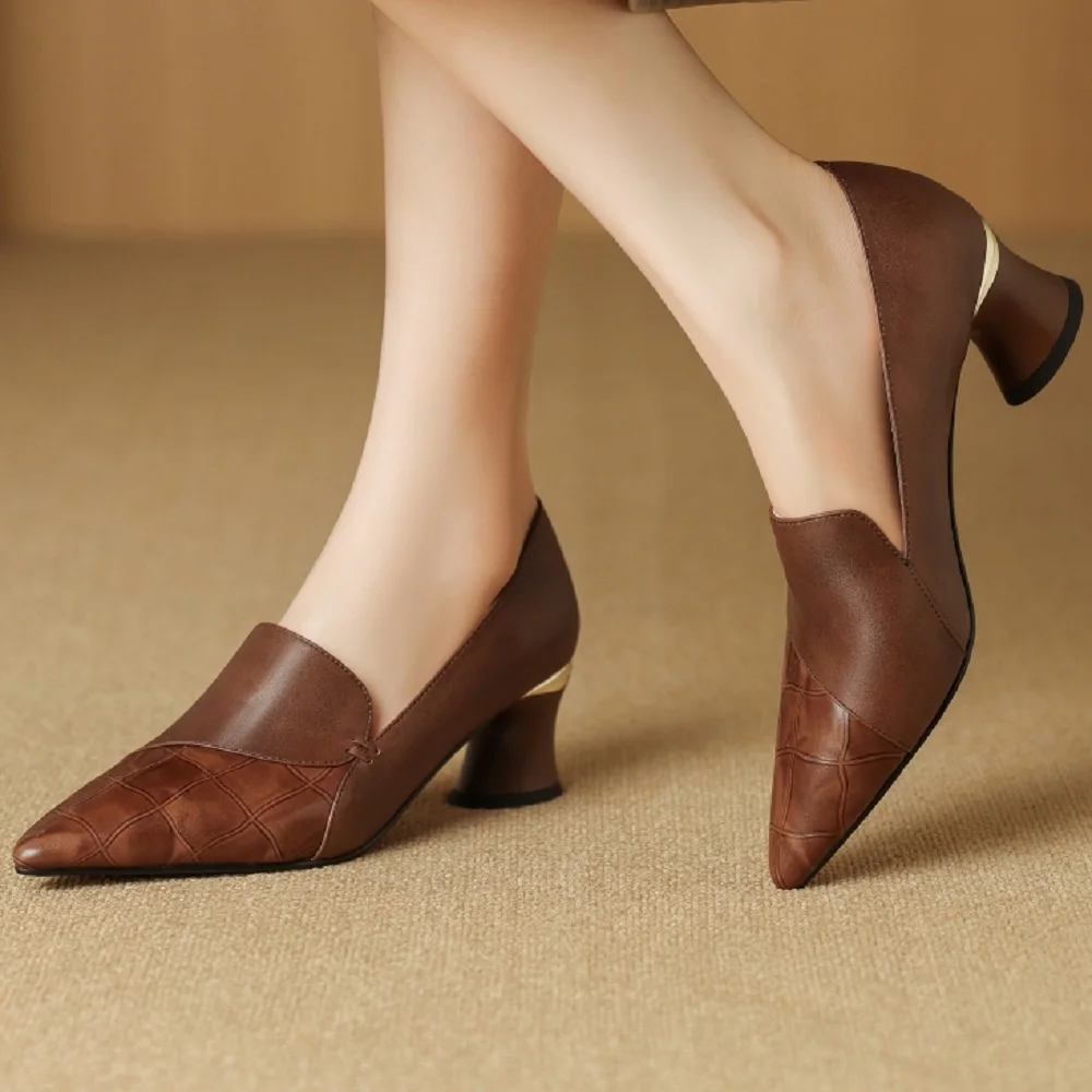 [EUNICE yun】новые весенние/осенние женские лоферы с острым носком туфли на массивном