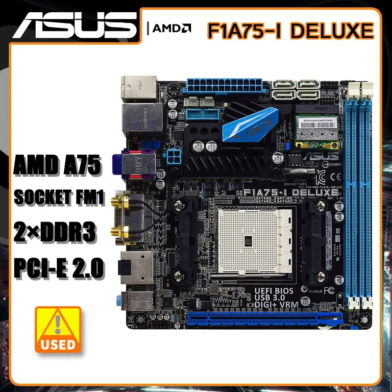 Asus-placa base F1A75-I DELUXE FM1 DDR3 RAM, 32GB, PCI-E 2,0, USB3.0, mini-itx, AMD A75, para CPU AMD A8-3870K