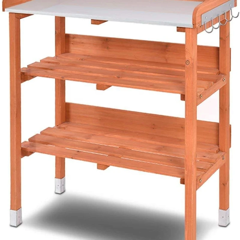 

Wooden Garden Tools Potting Console Garden Supplies Wooden Storage Rack