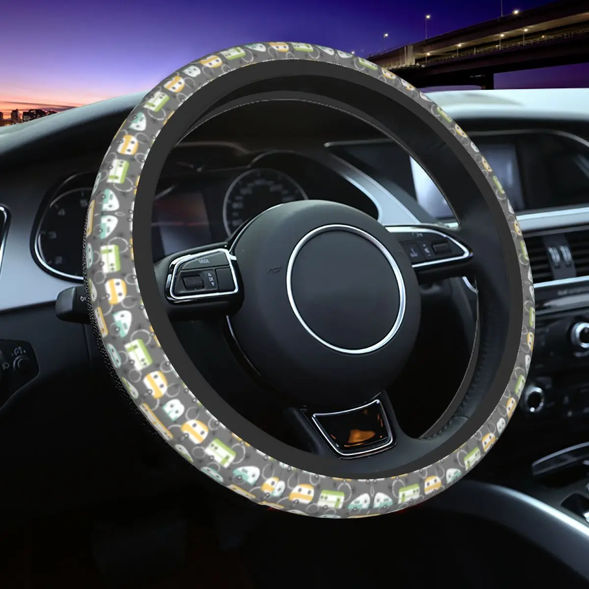 

Happy Camper Steering Wheel Cover for Women Anti-Slip Camping Life Steering Wheel Protector Universal 15 inch Car Accessories