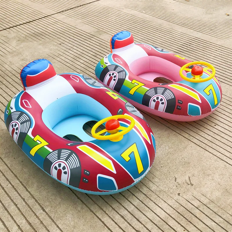 

Cartoon Airship Children's Swimming Ring Seat with Steering Wheel Kids Swim Pool Beach Safety Swim Circle Exercise