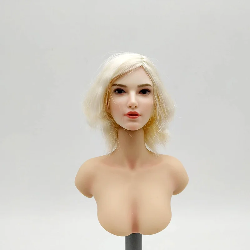 

SUPER DUCK 1/6 Scale Female Monster Hunter Head Sculpt Cosplay SET036 Short Hair Girl Head Played Model Toy Pale Color