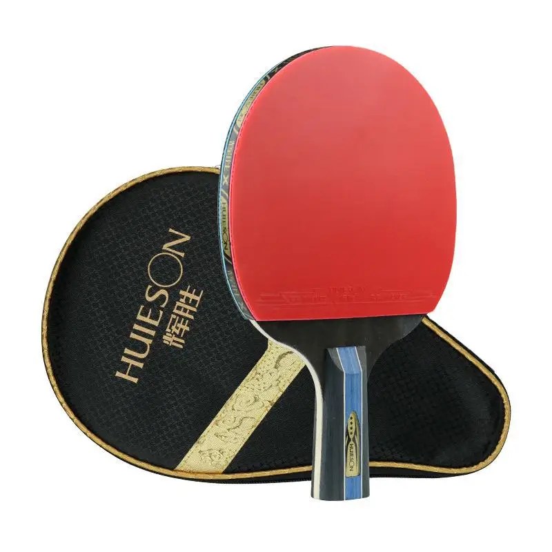 7 Ply Pure Wood Table Tennis Racket Double Face Pimples-in Sticky Rubber 4 Star Ping Pong Paddle Bat for New Learners