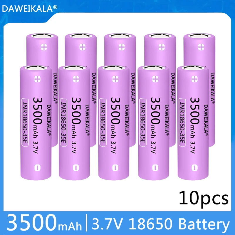 

100 pieces Original DAWEIKALA 18650 3500mAh 20A Discharge INR1865035E 3.7v 18650 Battery 3.7v Rechargeable Battery+Free Shipping