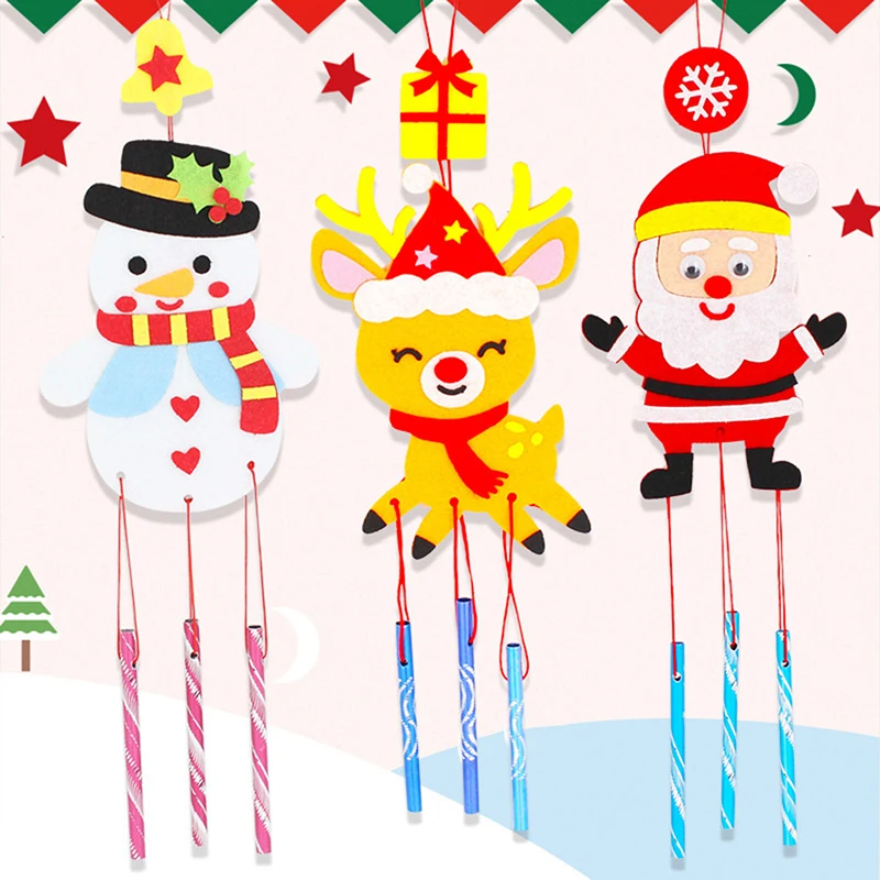 Рождественское украшение «сделай сам», игрушки ручной работы для детей, Мультяшные ветряные колокольчики ручной работы, Подвесные Подарки
