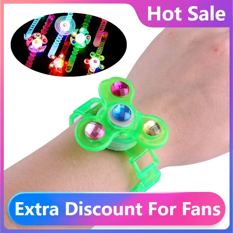 

Детский светящийся браслет на запястье, ручной вращающийся мягкий гироскоп с мультяшными светодиодами, светящиеся в темноте игрушки для де...