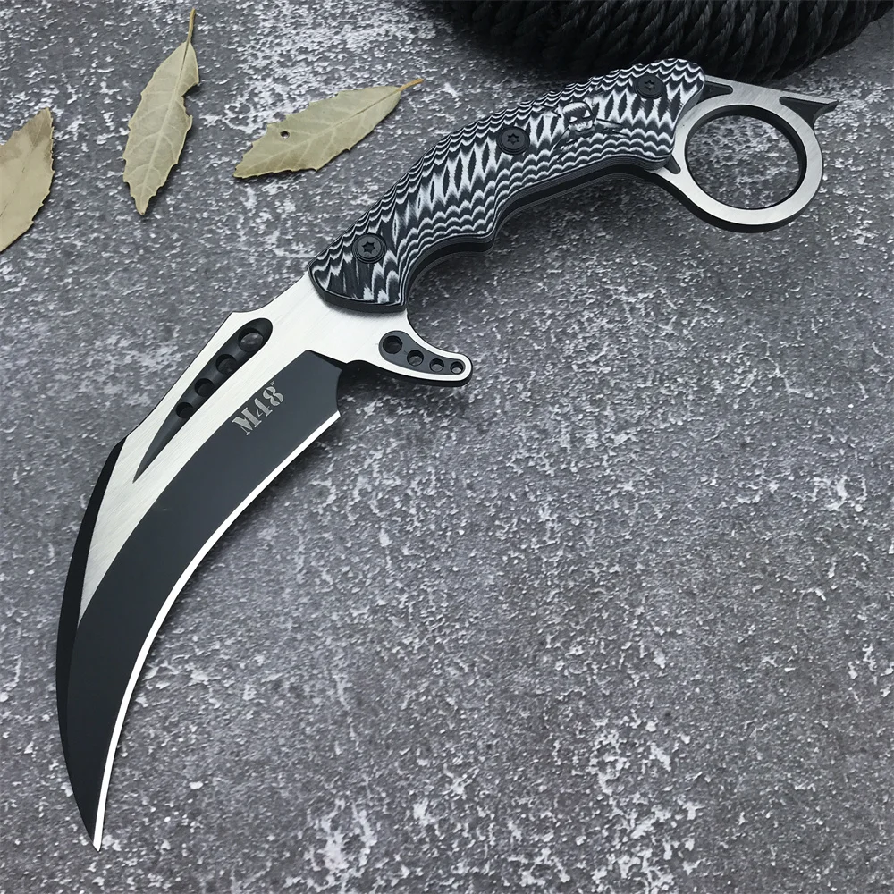 

M48 Karambit Claw Knife Fixed Blade Curved Knife Outdoor Camping Multi Tool Military Hunting Self Defense Combat EDC Knives