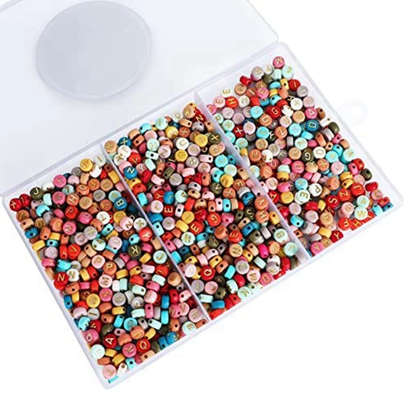 

Uclio Alphabet Beads Acrylic Beads Gold Alphabet Beads Cartoon Mixed Color Letter Spaced Scattered Beads for Necklaces