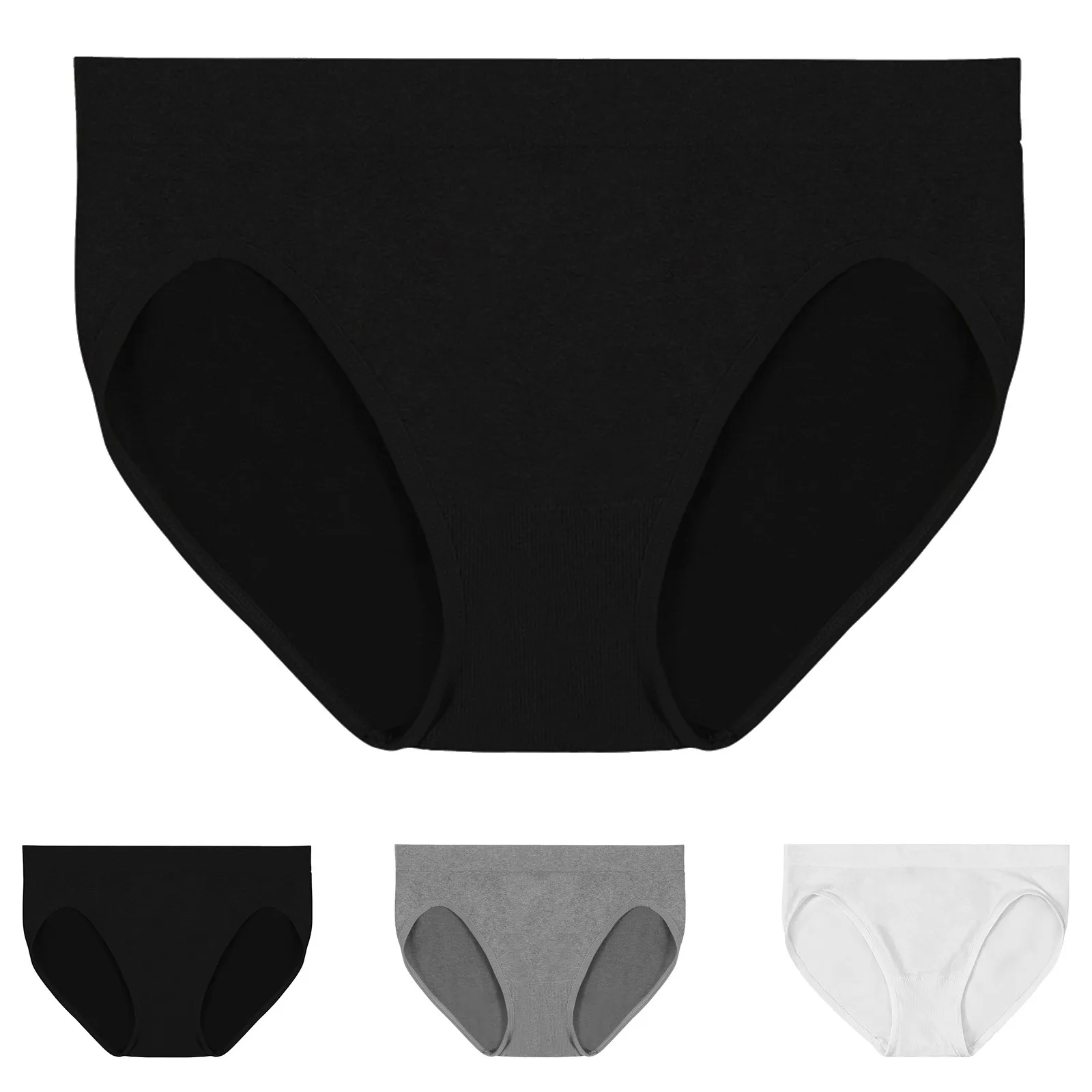 

Women's Cotton Panties European And American Mid Waist Knitted Breathable Low Waist Panties Invisible Hip lift Briefs Lingeries