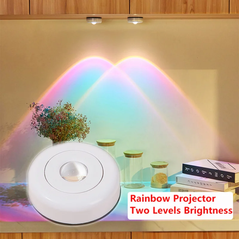 

Wireless Sunset Lamp Night Light Battery Powered Touch Led Cabinet Lights Wall Hanging Projection Lamp for Bedroom Cupboard