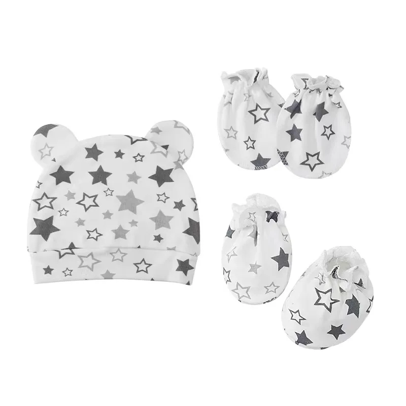 

Infant Baby Hat Gloves Socks Set Newborn Cotton Socsk Baby Hat Toddler Gloves Soft Headwear For Boys Girls Shower Gifts 0-6Mths