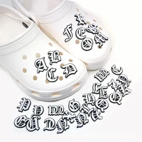 new style letters croc charms old english alphabet shoes charms silicone croc accessories diy wristband hole slipper decor