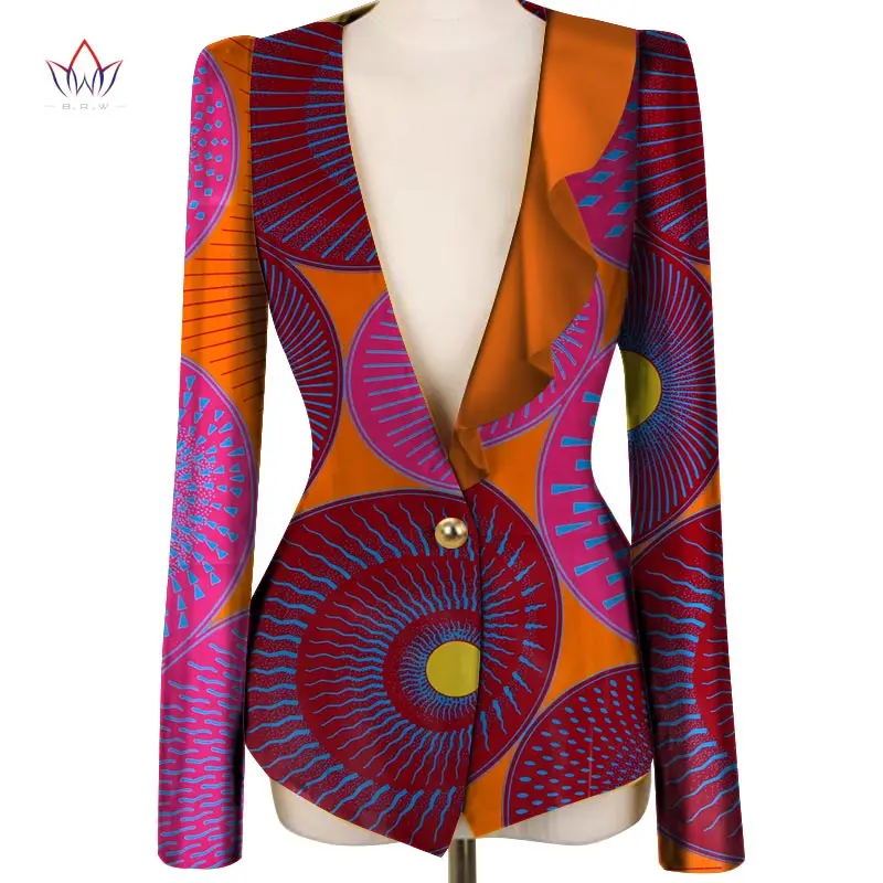 2022 Custom African Clothes for Women Jacket Overcoat Colorful Fashions Long Sleeve Collarless WY3814 | Женская одежда