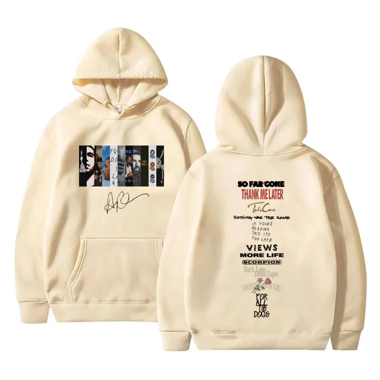 Rapper Drake Pop Music Album Double Sided Print Hoodie Male Hip Hop Fashion Oversized Sweatshirt Men Women Fleece Cotton Hoodies
