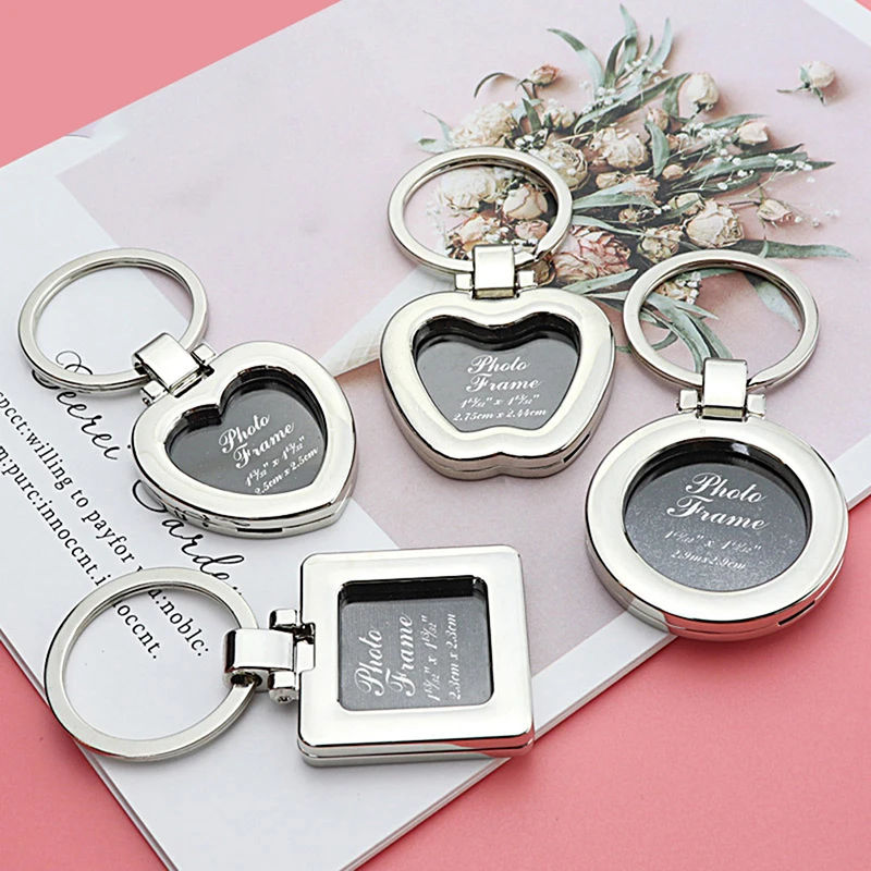 

Personality creative hollow metal photo frame keychain couple keychain pendant holiday custom commemorative key pendant