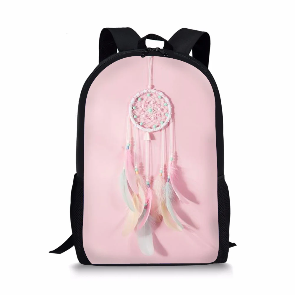 Школьные ранцы для девочек с рисунком Ловца снов, изысканные Водонепроницаемые рюкзаки розового цвета на молнии для подростков