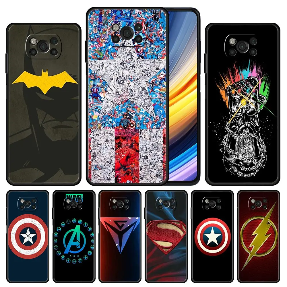 

Cover Case for Xiaomi 11 11T 10 10T 9 9T Lite Note 10 Poco X3 NEC X4 M3 M4 F2 F3 Pro 5G Accessorie Bag Captain America Marvel