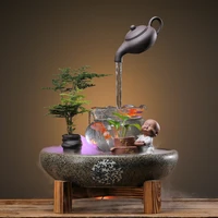 circulation water fountain lucky fengshui wheel home chinese style suspended fish tank ceramic office opening gift decoration