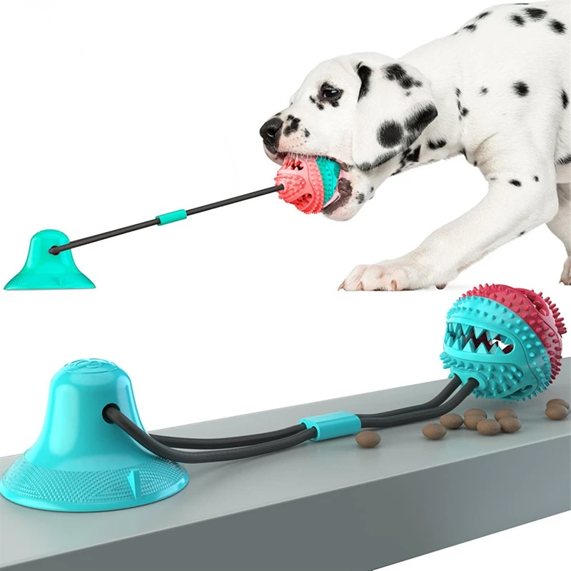 

Dog Toys Silicon Suction Cup Tug Interactive Dog Ball Toys slow feeder Pet Chew Bite Tooth Cleaning Toothbrush Dogs Food Toys