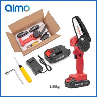 aimo 21v portable 4 inch mini electric chain saw with battery indicator rechargeable 500w 1500mah