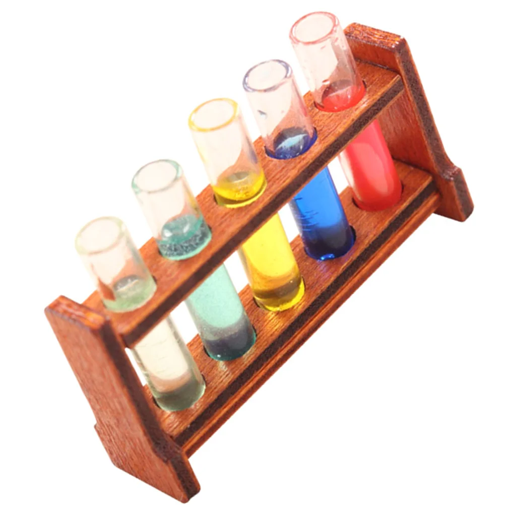 

1 Set Mini House Test Tubes with Wooden Rack Miniature Laboratory Equipment