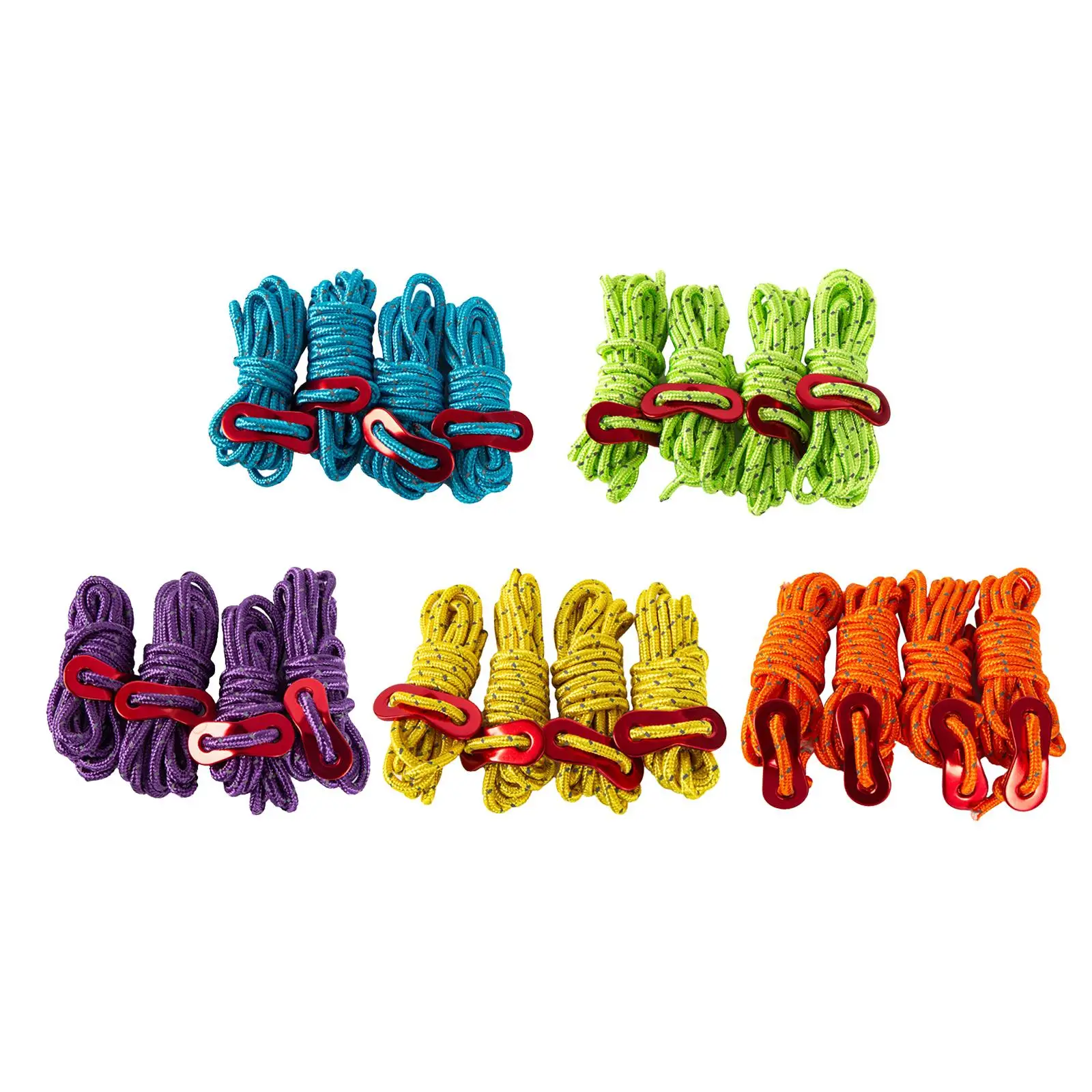 

Set of 4 Pack Camping Guylines 4mm Ultralight Tent Cord Rope with Aluminum Tensioner for Outdoor Packaging Survival Gear