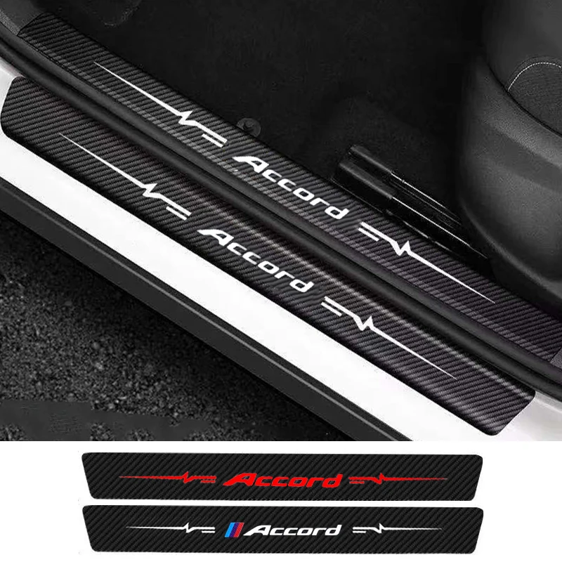 

For Honda Accord Logo Anit Kick Car Door Threshold Sticker Carbon Fiber Trunk Guard Protective Decals Cover Film Decoration