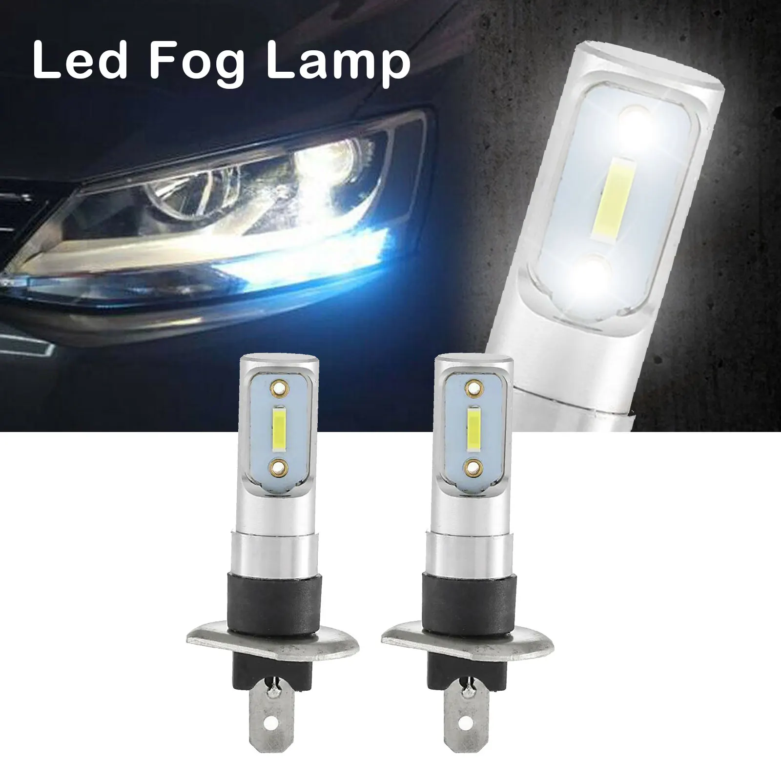 

2 Pcs H1 6000k Ultra White 55w 8000lm Led Headlight Bulbs Kit Car Fog Light Driving Lamp Ip68 Auto Lighting Tools Accessories