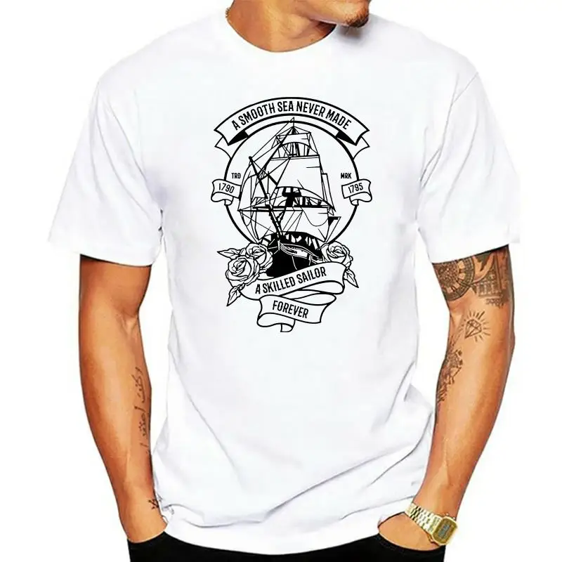 

Гладкая морская Футболка мужская моряка подарок Морская Лодка белый