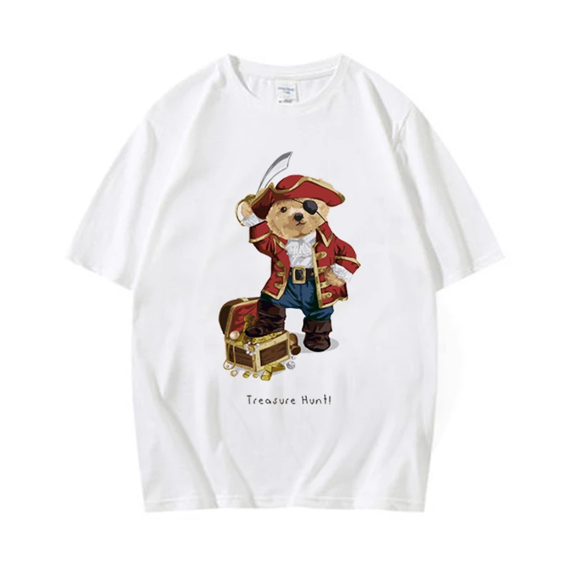 

Summer Tshirts Cartoon T shirt women Kawaii Pirate Bear Print Cute Women tee-shirt Short Sleeve Tee Ladies Casual Tops T-shirt
