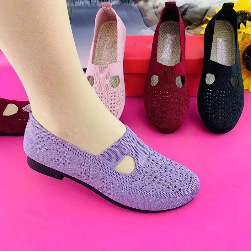 

Flats Women Sneakers Summer Mesh Breathable Mother Shoes Soft Sole Non-Slip Shoes Solid Color Comfort Ladies Footwear Zapatos