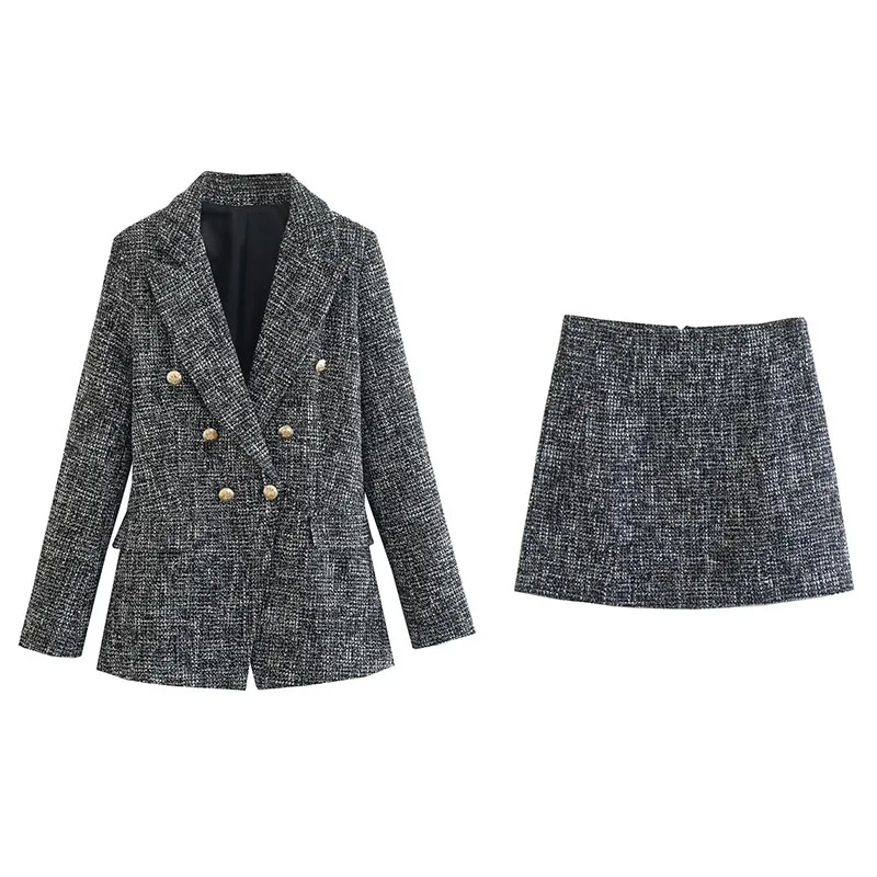 

Women 2022 Chic Fashion Texture Double Breasted Blazer Vintage Long Sleeve Patch Pocket Ladies Outerwear Stylish Tops CD8745