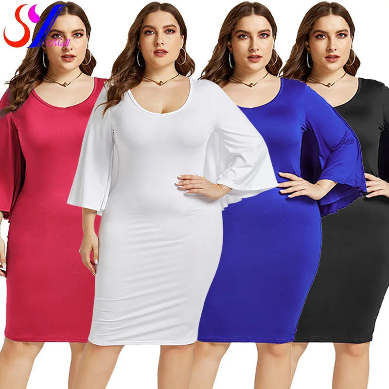 

SY Summer Dresses Woman Party Dress Night Vintage Elegant Dress Sexy Batwing Sleeve Luxury Ruffle Dress O-Neck Dress 3XL