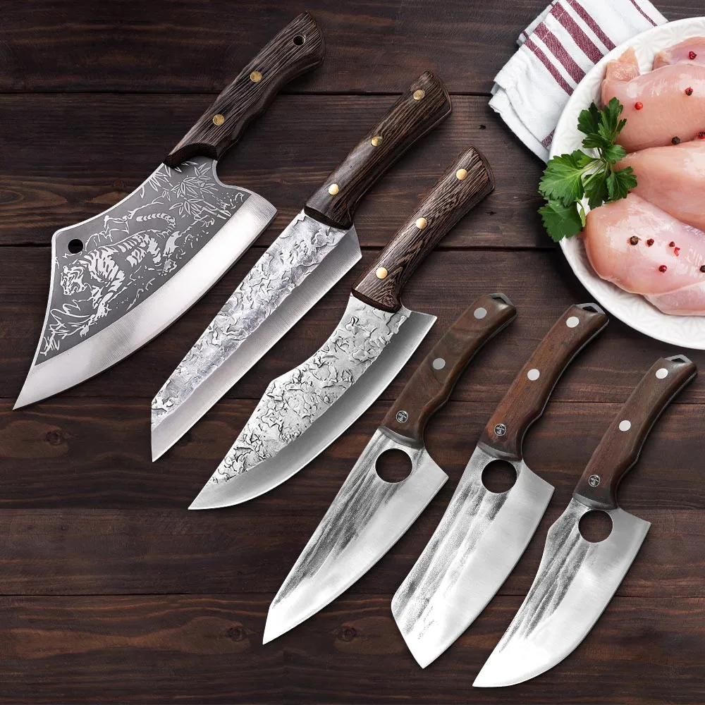 Кухонный нож из высокоуглеродистой стали для мясника мяса ножи нарезки ручка