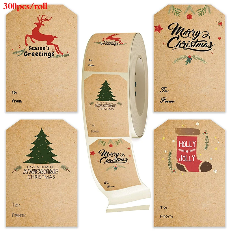 300pcs/roll stickers Christmas holiday decoration gift series sticker label christmas decorations