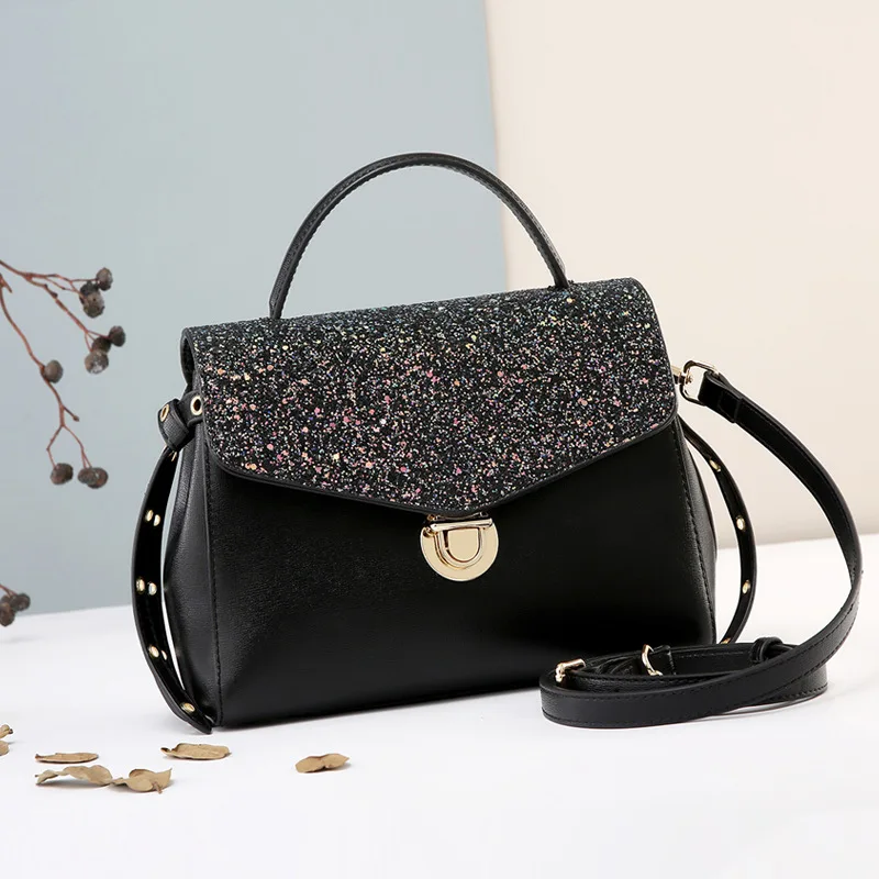 

2021 New Genuine Leather Handbags Crossbody All-match Color One-shoulder Portable Sequined Bag Purses and Handbags Luxury bolso