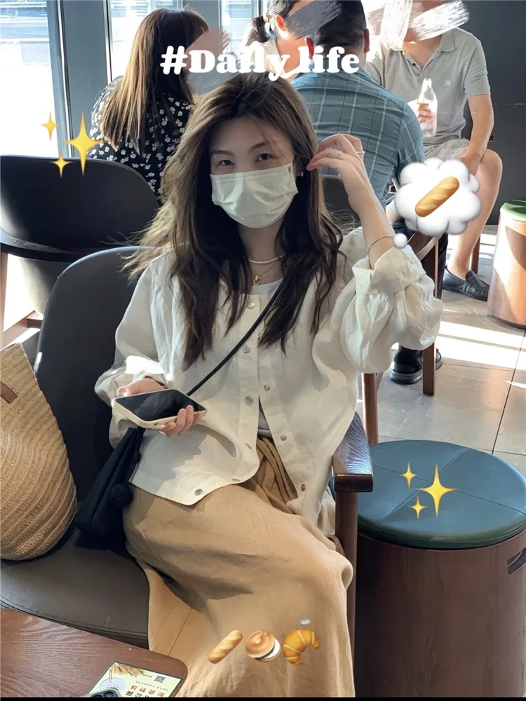 Лето 2023 новые маленькие рубашки с круглым вырезом солнцезащитная одежда женская