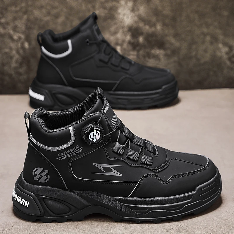 Мужская обувь с вращающейся кнопкой. Зимние теплые туфли на флисовой подкладке