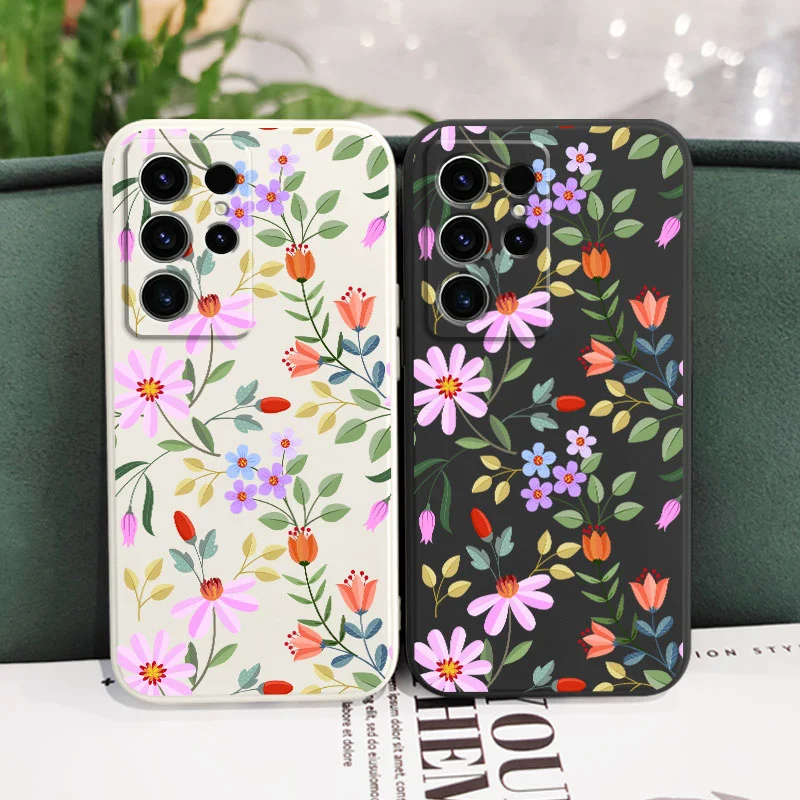 Floral Branches Phone Case For Samsung Galaxy S23 S22 S21 S20 S10 S10E S9 Ultra Plus FE Note 20 Ultra 10 9 Plus Cover