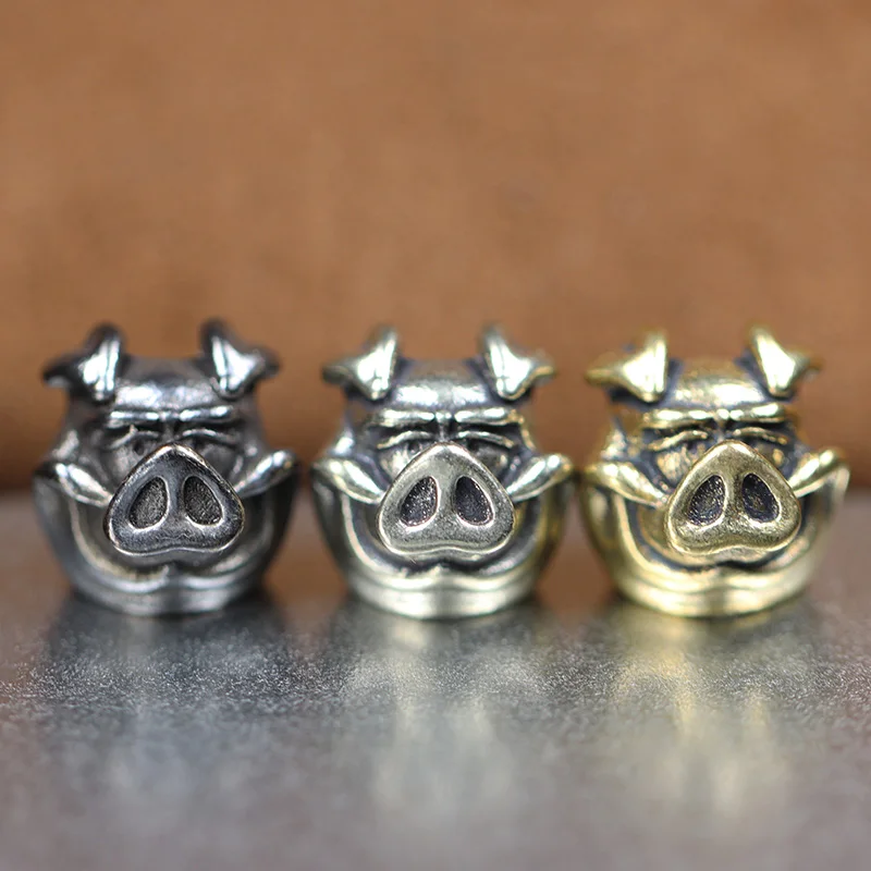 Симпатичная свинка латунные бусины для ножа брелок шнурок подвеска винтажная