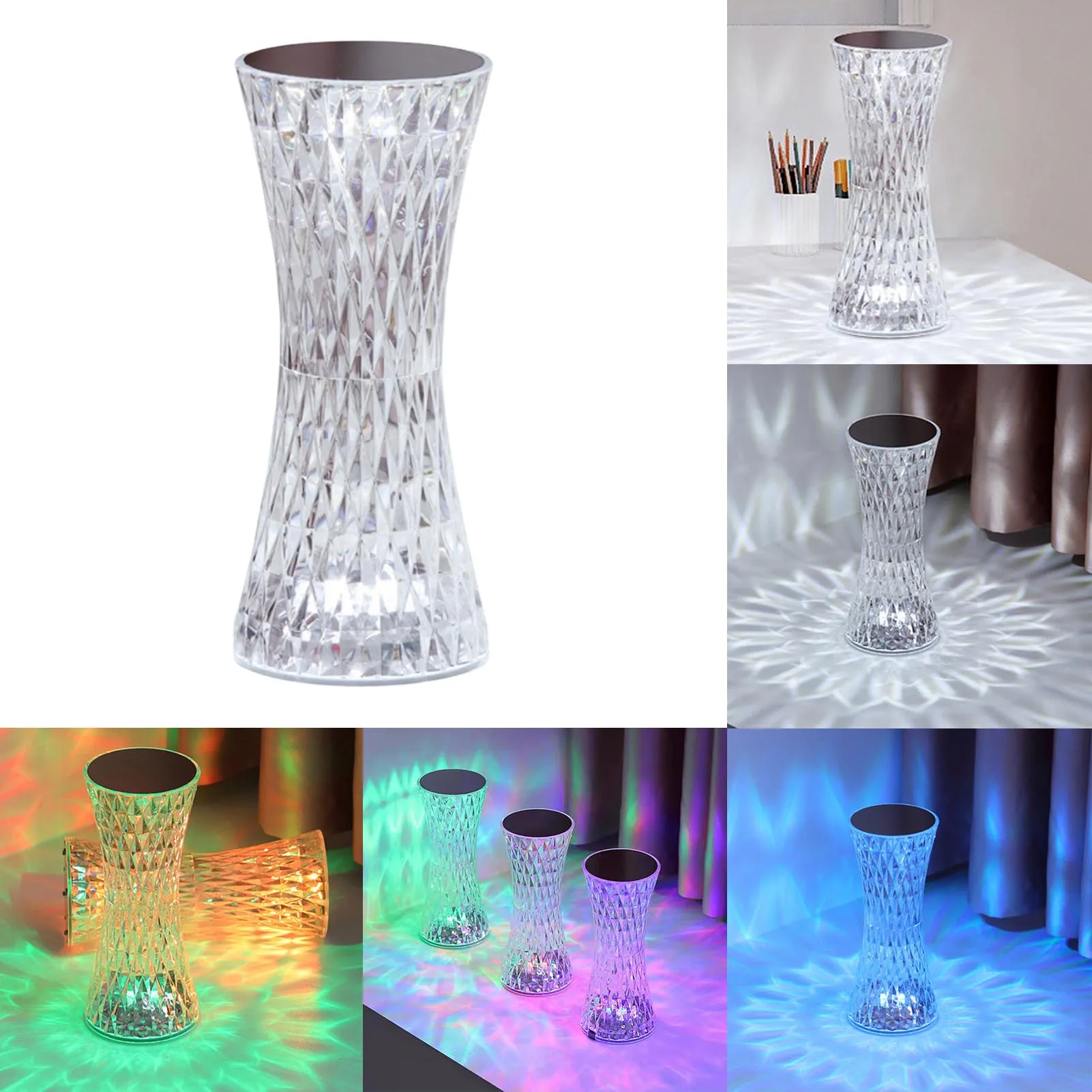 

Crystal Diamond Table Lamp USB Rechargeable Crystal Projector Desk Lamps Acrylic Decor Night Lights Bedroom Bedside Led Lighting
