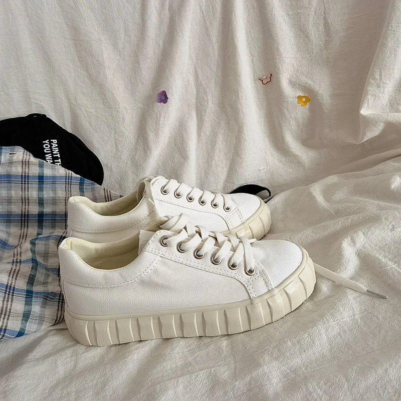 

Increas Height Small White Shoes Round Toe Casual Female Sneakers Clogs Platform Espadrilles For Women Shallow Mouth Autumn Summ