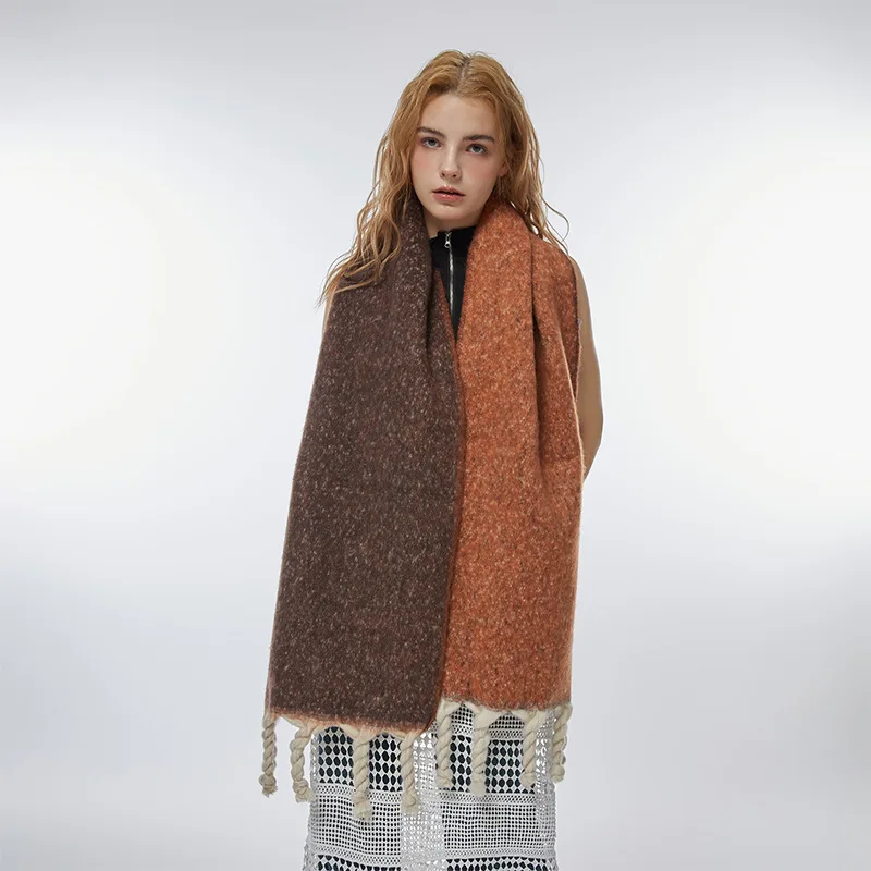 USPOP двухсторонний имитационный кашемировый шарф ручной работы для женщин Зимняя