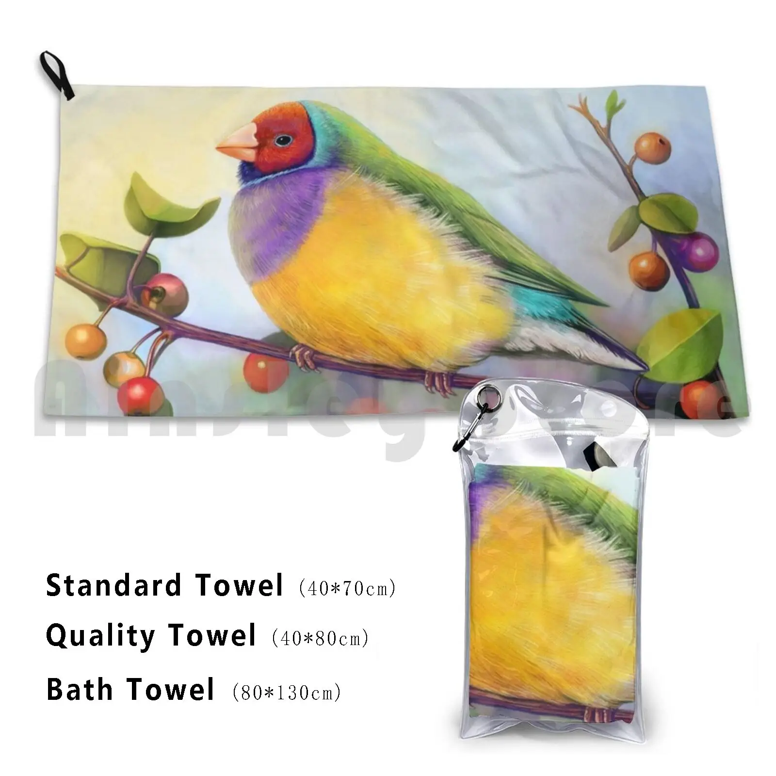 

Пляжное полотенце с реалистичной росписью Gouldian Finch, быстросохнущее качественное полотенце, Дамский гулдиан Finch Gouldian Finch Bird