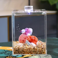 acrylic fish tank rectangular mini ecological transparent office aquarium divider aquarium light acuarios para peces fish tank