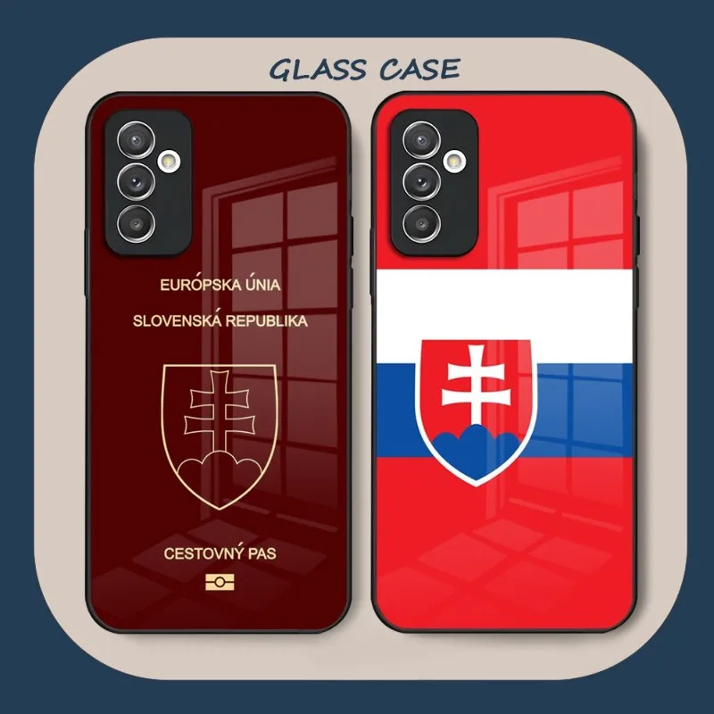

Slovakia Passport Flag Map Phone Case Glass For Samsung S23 S22 S20 A52 A51 A22 A12 A32 A72 Ultra Note 20 10 Pro Plus Coque