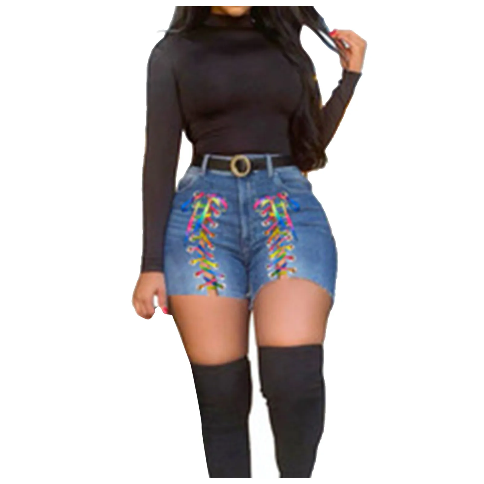 

Women Holes Waist Jeans Zipped Fit Mini Denim Sexy High Shorts Pants Pants 4